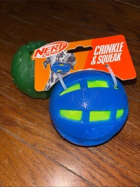 Nerf Dog Crinkle & Squeak Blue & Neon Green Treat Ball